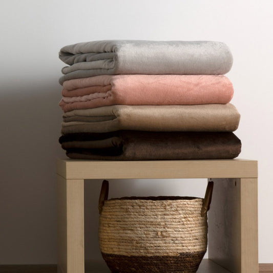 Manta Microcoralina c/ Sherpa Cinza