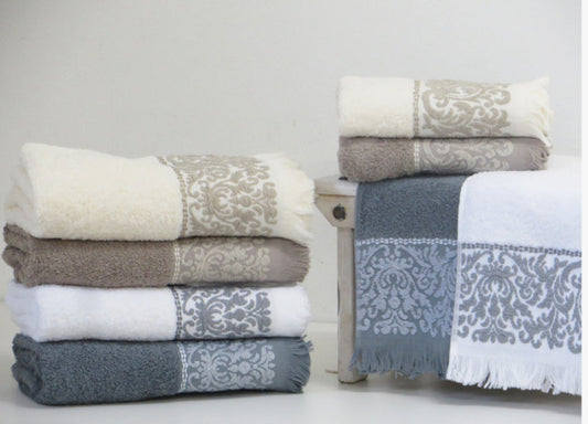 Conjunto de Toalhas de Banho de Franjas Beje