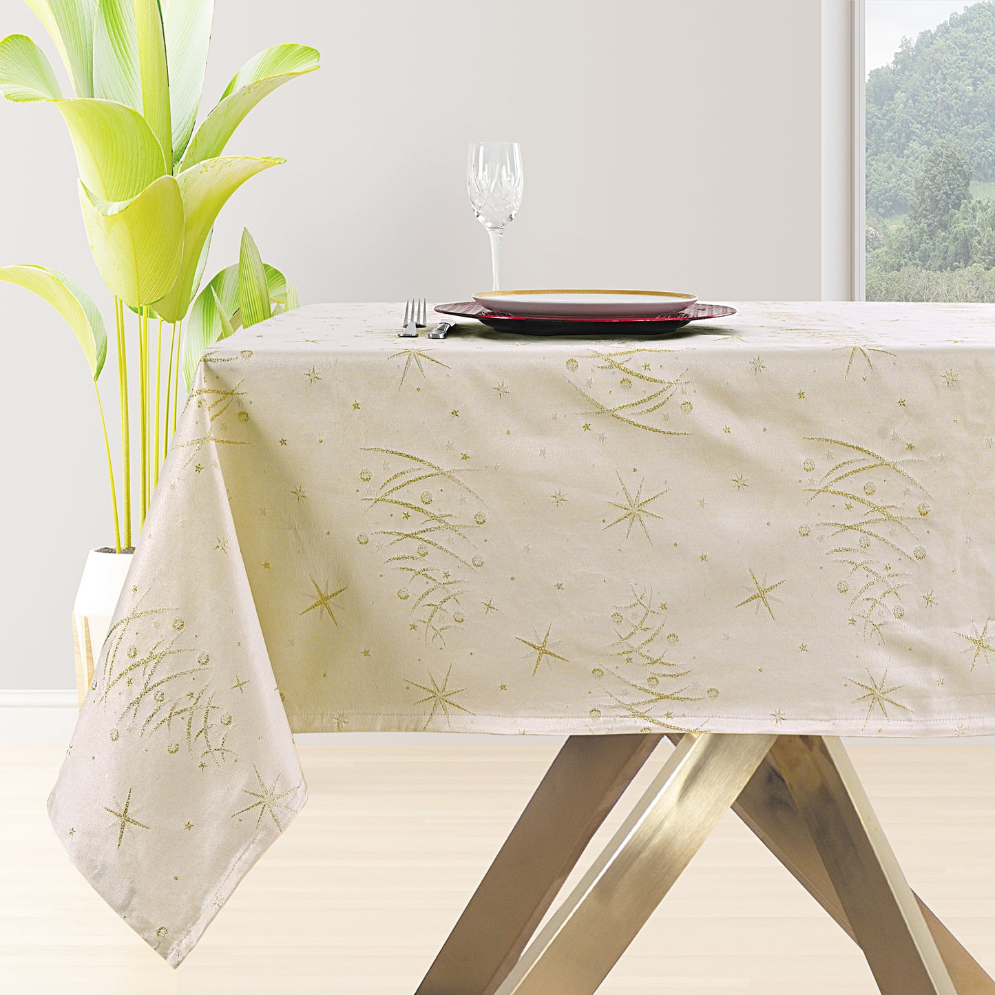 Toalha de Mesa Antinódoa Natal Estrelas (Redonda)