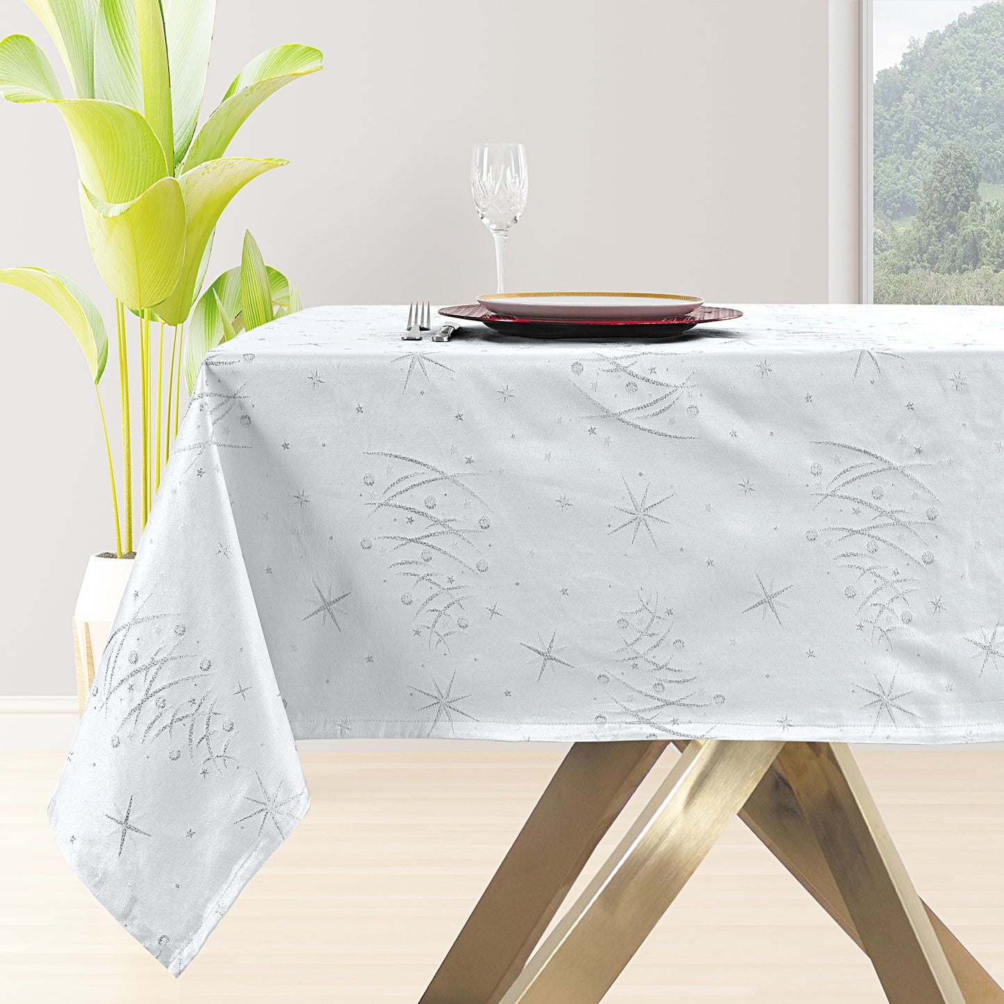Toalha de Mesa Antinódoa Natal Estrelas (Redonda)