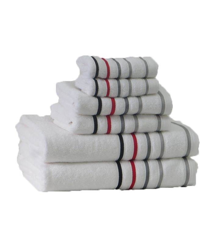 Conjunto de Toalhas de Banho de Riscas Branco