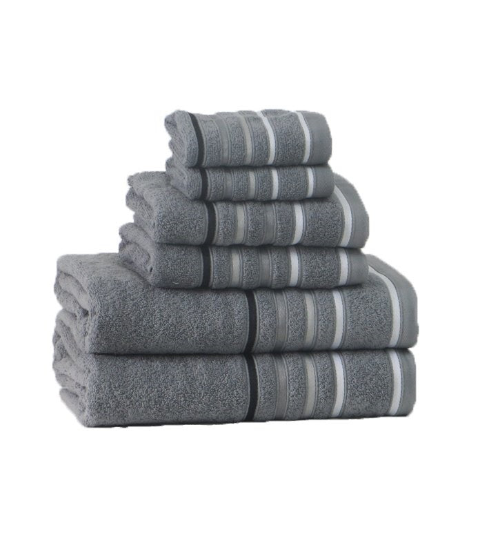 Conjunto de Toalhas de Banho de Riscas Cinza