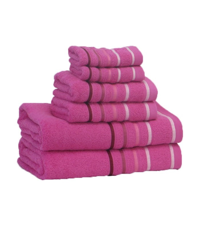 Conjunto de Toalhas de Banho de Riscas Rosa