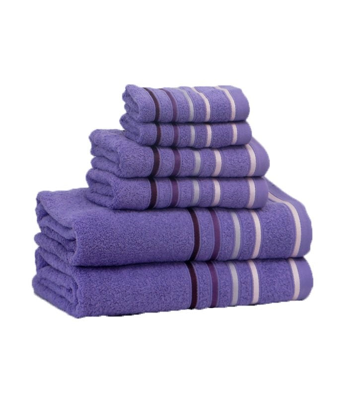 Conjunto de Toalhas de Banho de Riscas Roxo