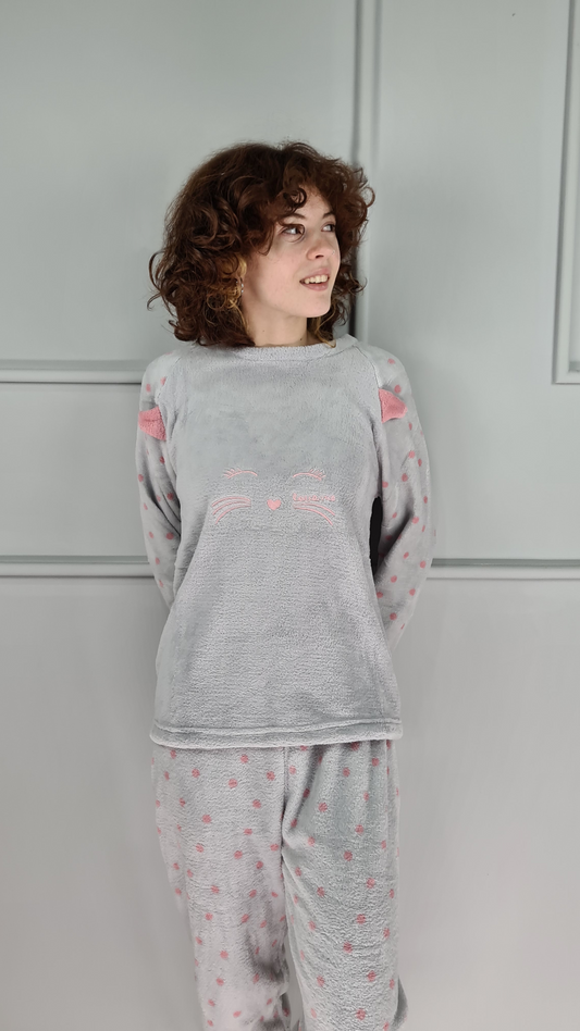 Conjunto Pijama e Robe/Camisa Polka Dots Polar