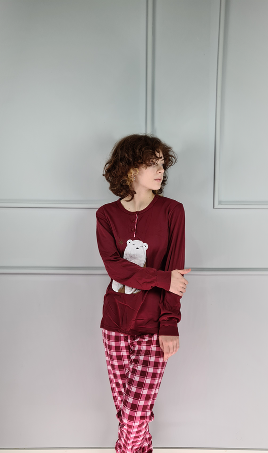 Conjunto Pijama Teddy e Robe Polar com Orelhas