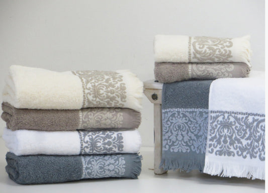 Toalhas de Banho de Franjas Creme e Beje