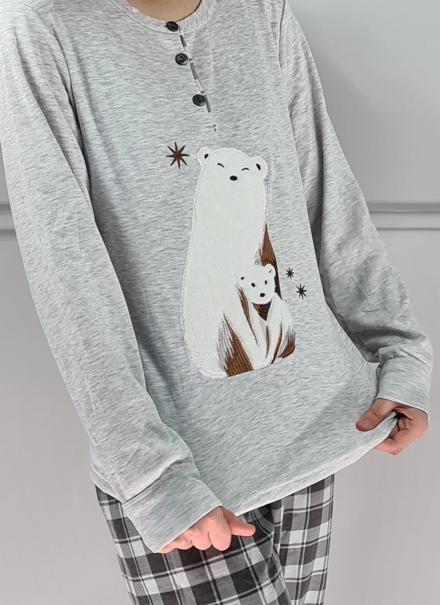 Conjunto Pijama Teddy e Robe Polar com Orelhas