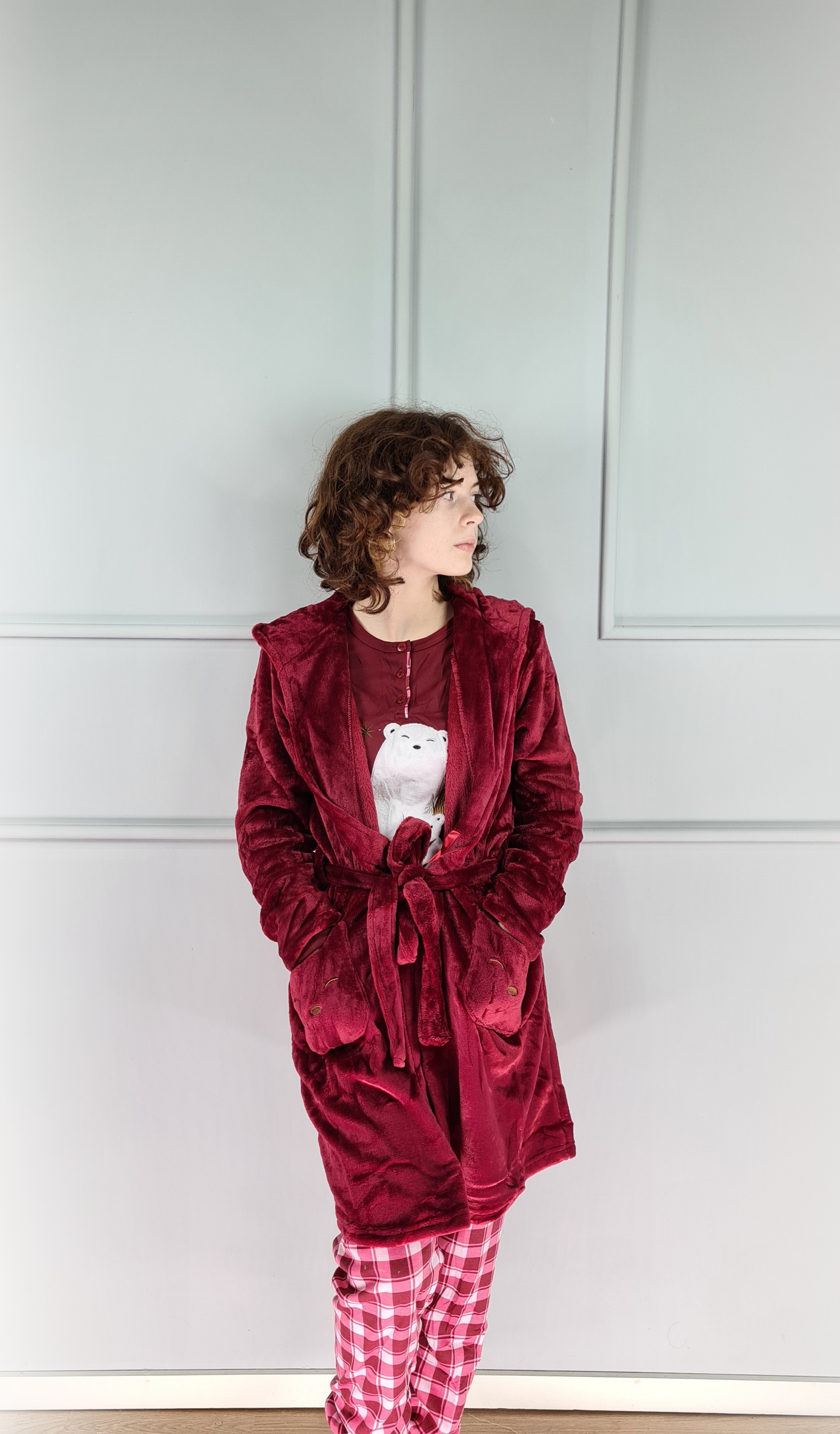 Conjunto Pijama Teddy e Robe Polar com Orelhas