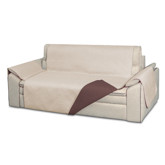 Capa de Sofá Dupla Face Castanho/Beje