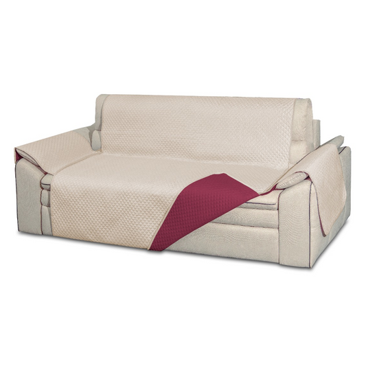 Capa de Sofá Dupla Face Bordô/Taupe