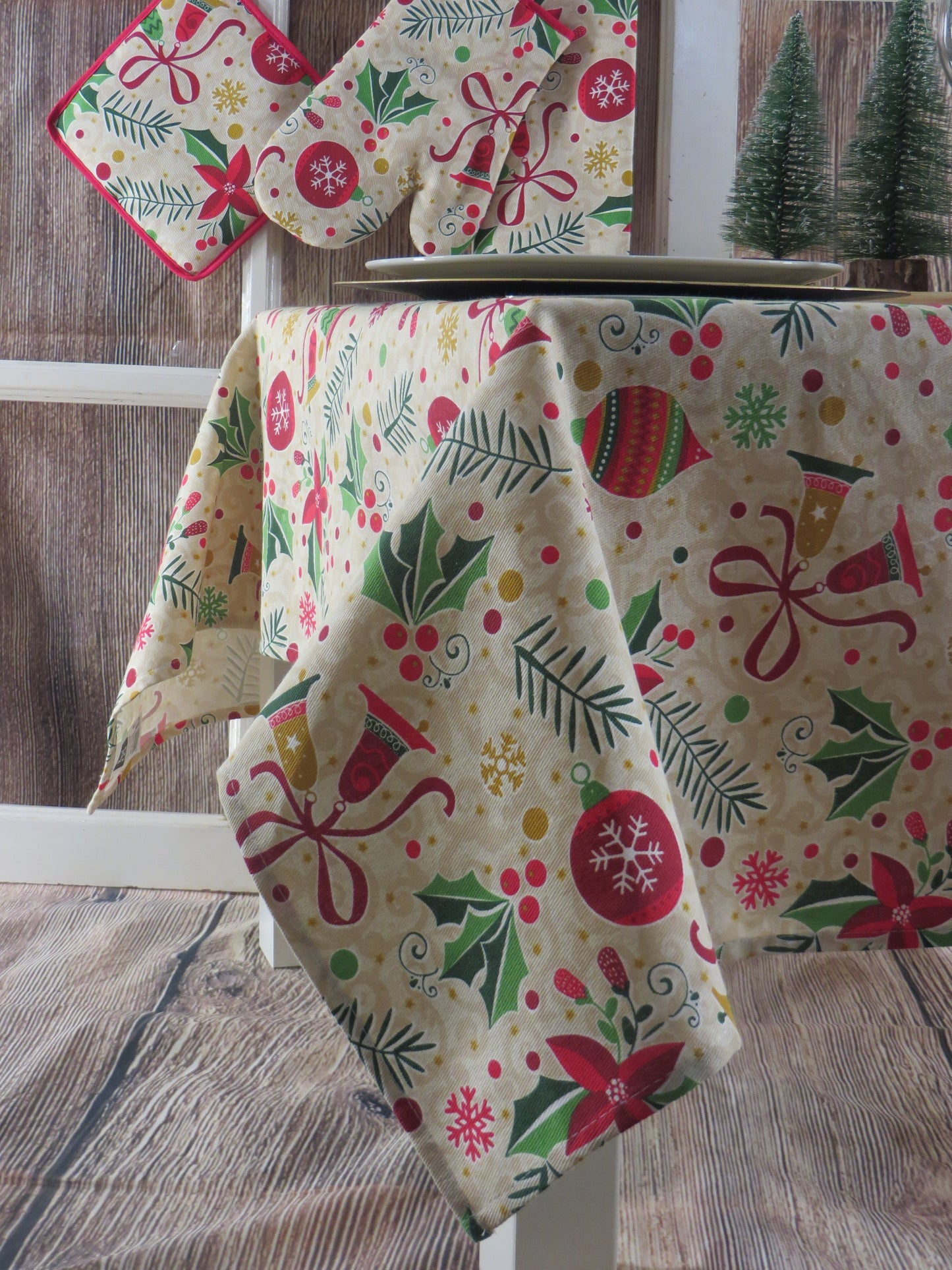 Toalha de mesa Tema de Natal em Bege