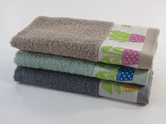 Pack 3 Panos de Cozinha Vasos 50x50cm 100% Algodão