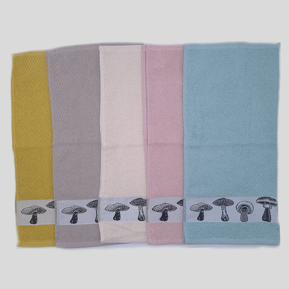 Pack de 5 Panos de Cozinha Cogumelos 50 x 50 cm