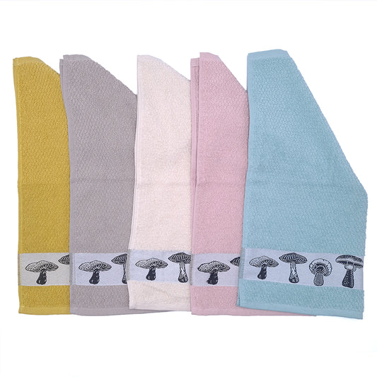 Pack de 5 Panos de Cozinha Cogumelos 50 x 50 cm