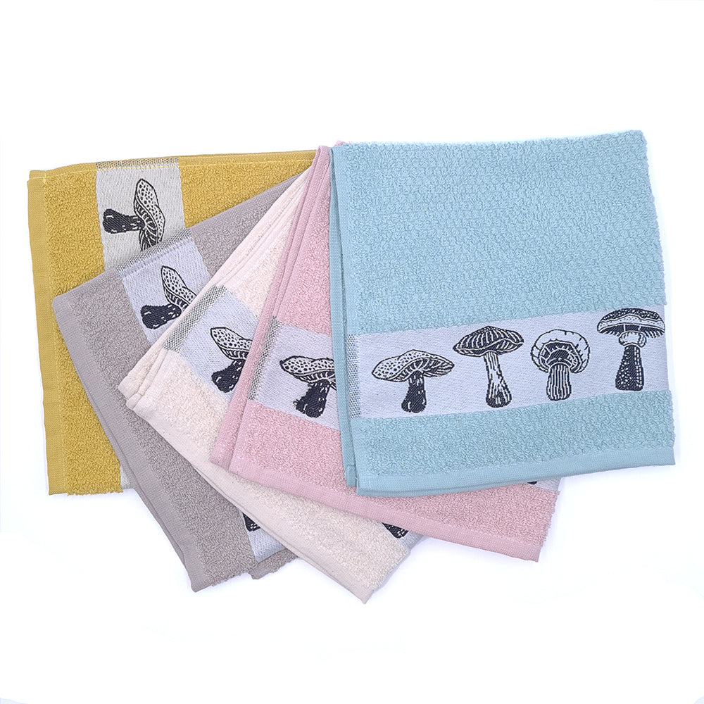 Pack de 5 Panos de Cozinha Cogumelos 50 x 50 cm