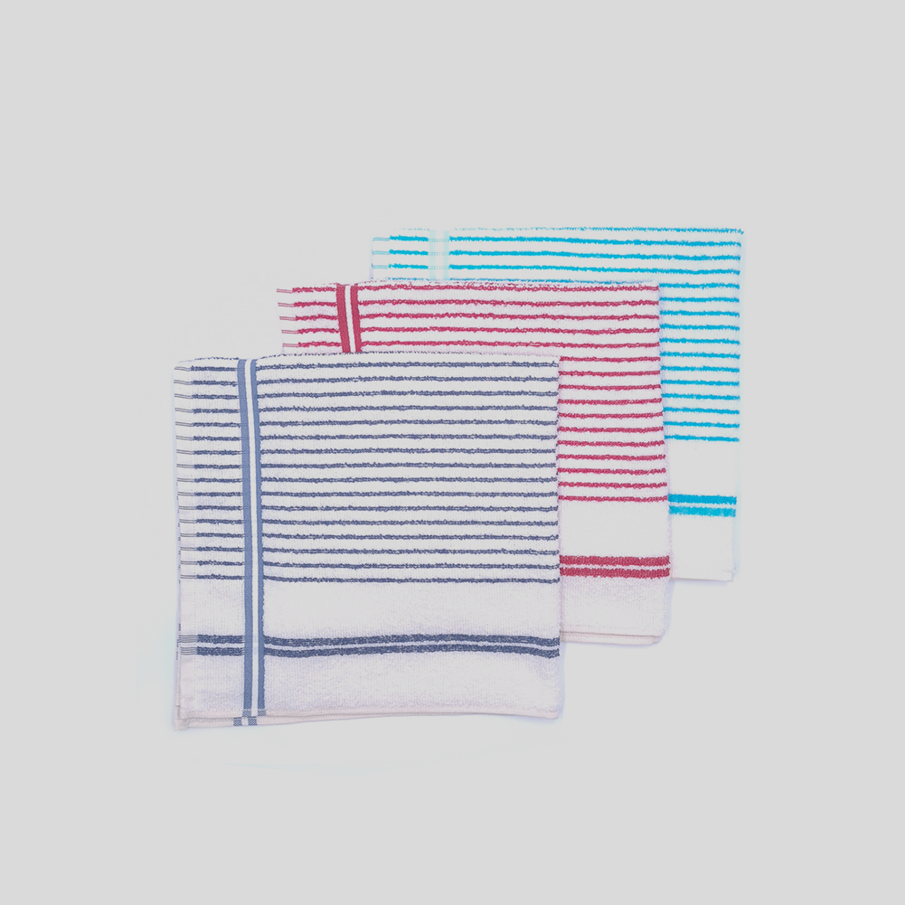 Pack de 3 panos de Cozinha Riscas 50x70cm