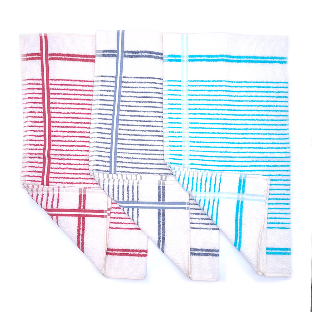 Pack de 3 panos de Cozinha Riscas 50x70cm