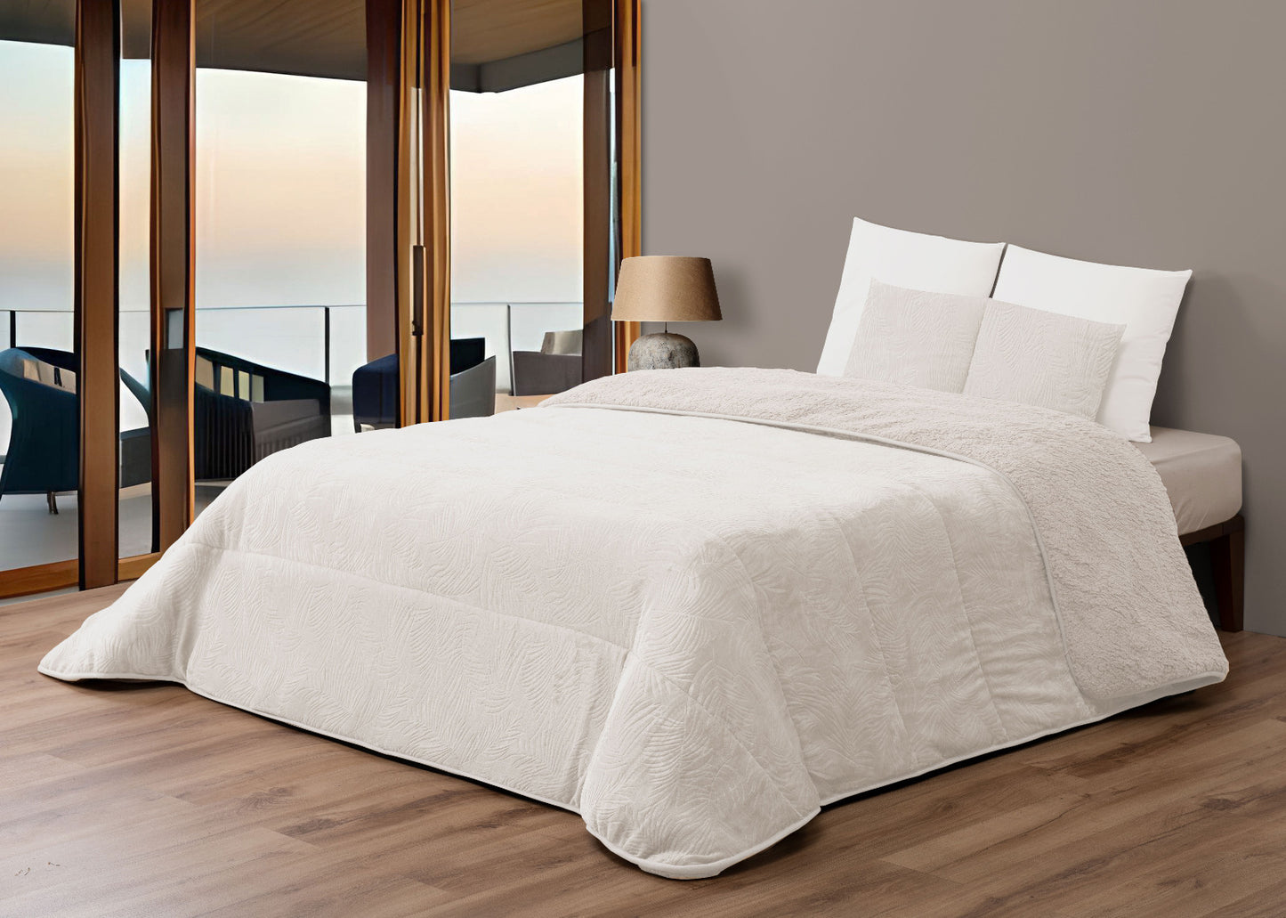 Edredão Folhas com pelo de Borrego