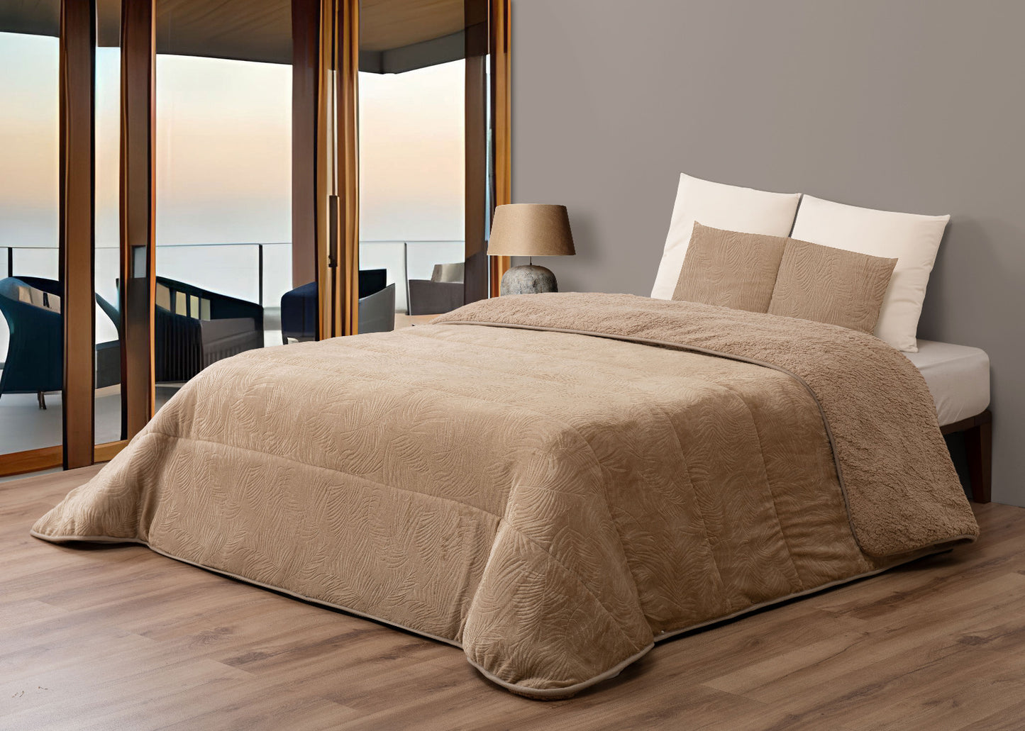 Edredão Folhas com pelo de Borrego