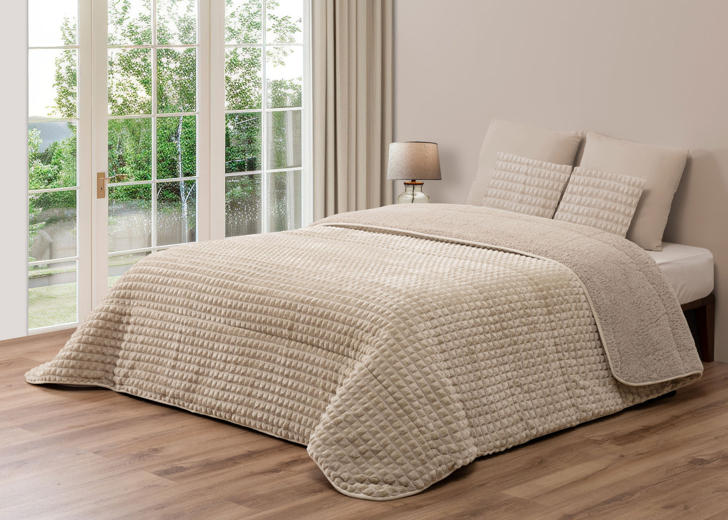 Edredão Quadraditos com pelo de Borrego