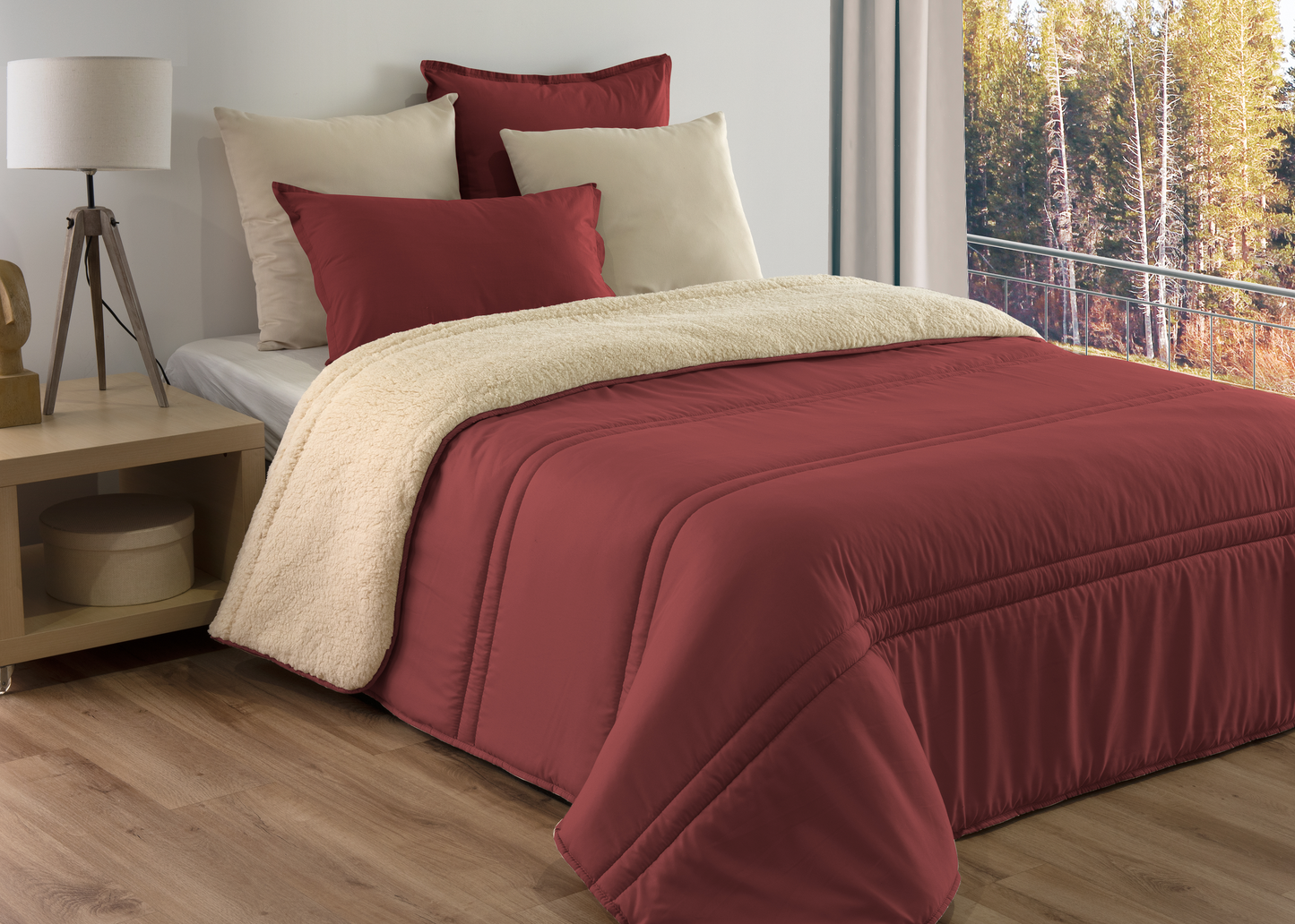 Edredom Liso com Pelo de Borrego