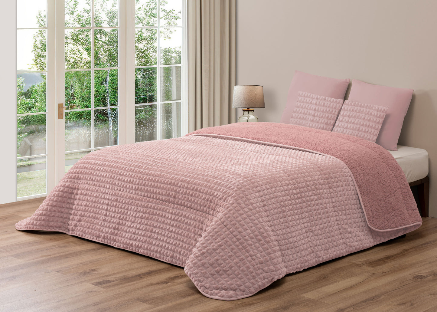 Edredão Quadraditos com pelo de Borrego