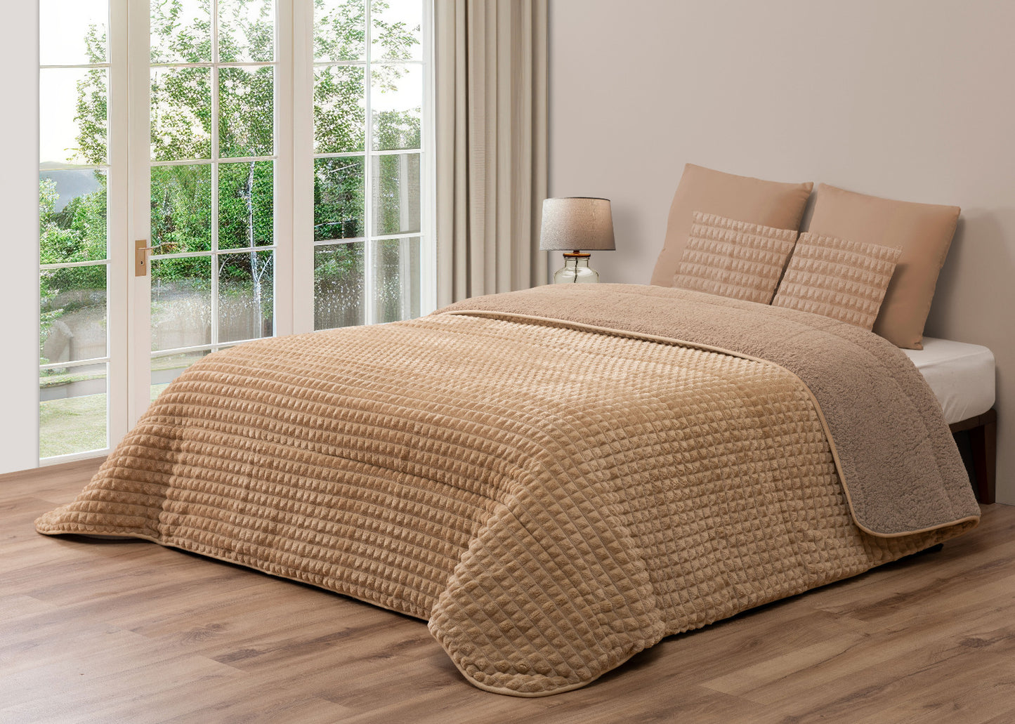 Edredão Quadraditos com pelo de Borrego