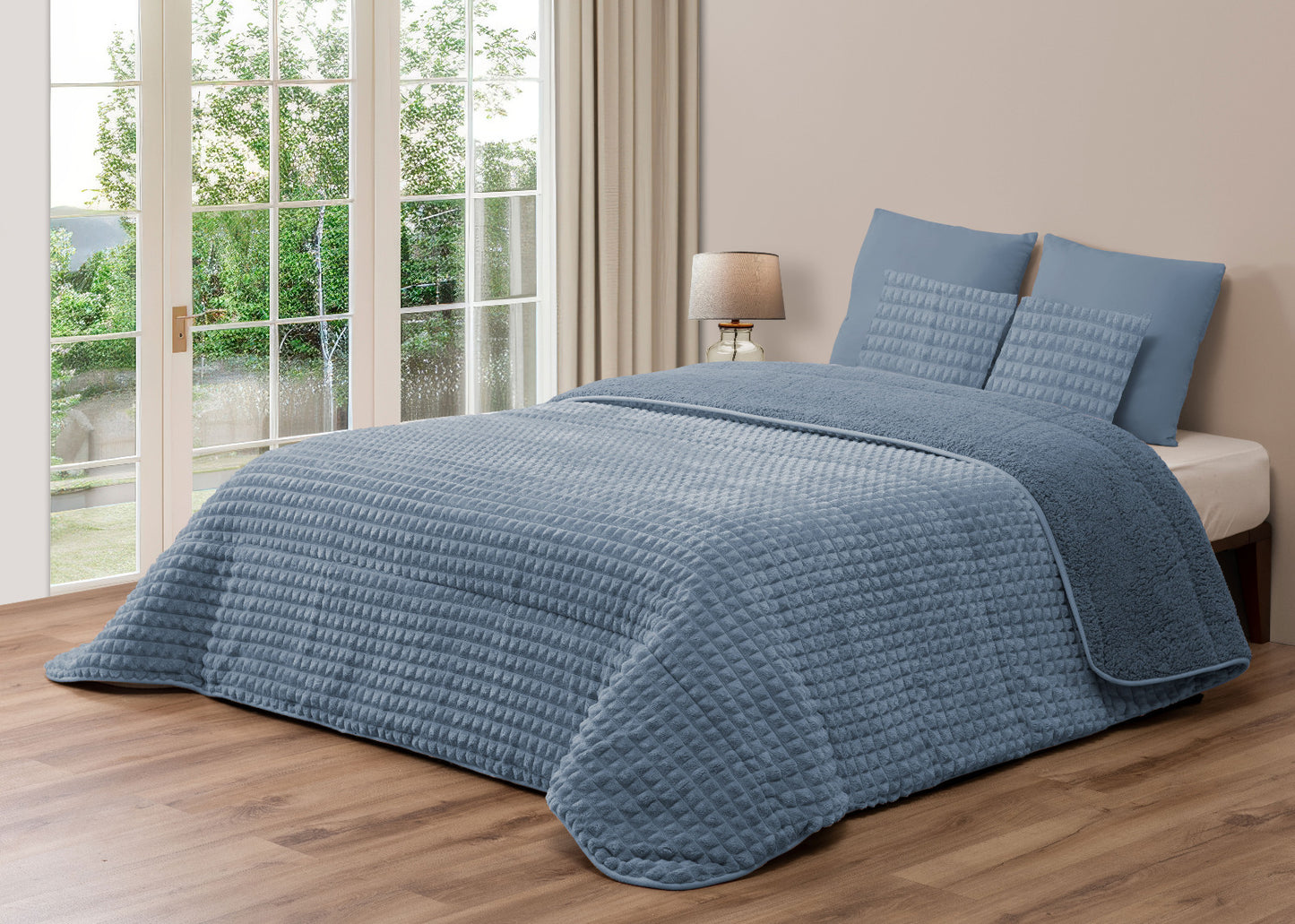 Edredão Quadraditos com pelo de Borrego