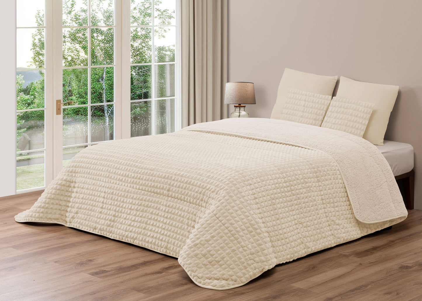 Edredão Quadraditos com pelo de Borrego