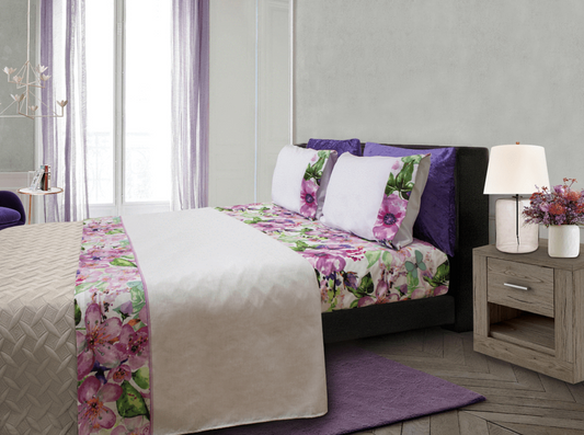 Lençóis de cama Lilás 50% Algodão 50% Poliéster