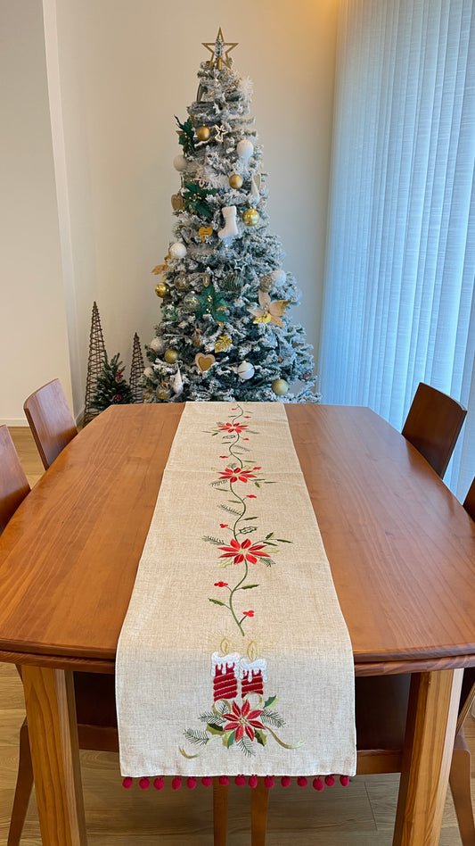 Caminho de Mesa Decorativo Velas de Natal