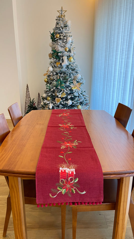 Caminho de Mesa Decorativo Velas de Natal