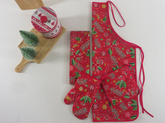 Conjunto de Cozinha Tema de Natal 4 Peças