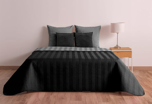 Colcha Marina Dupla Face - Preto/Cinza