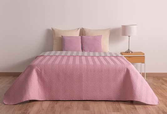 Colcha Marina Dupla Face - Rosa/Cinza
